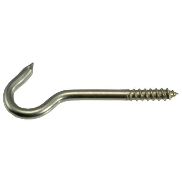 Midwest Fastener #6 x 9/64" x 3/8" x 2" 18-8 Stainless Steel Screw Hooks 10PK 32623 - main